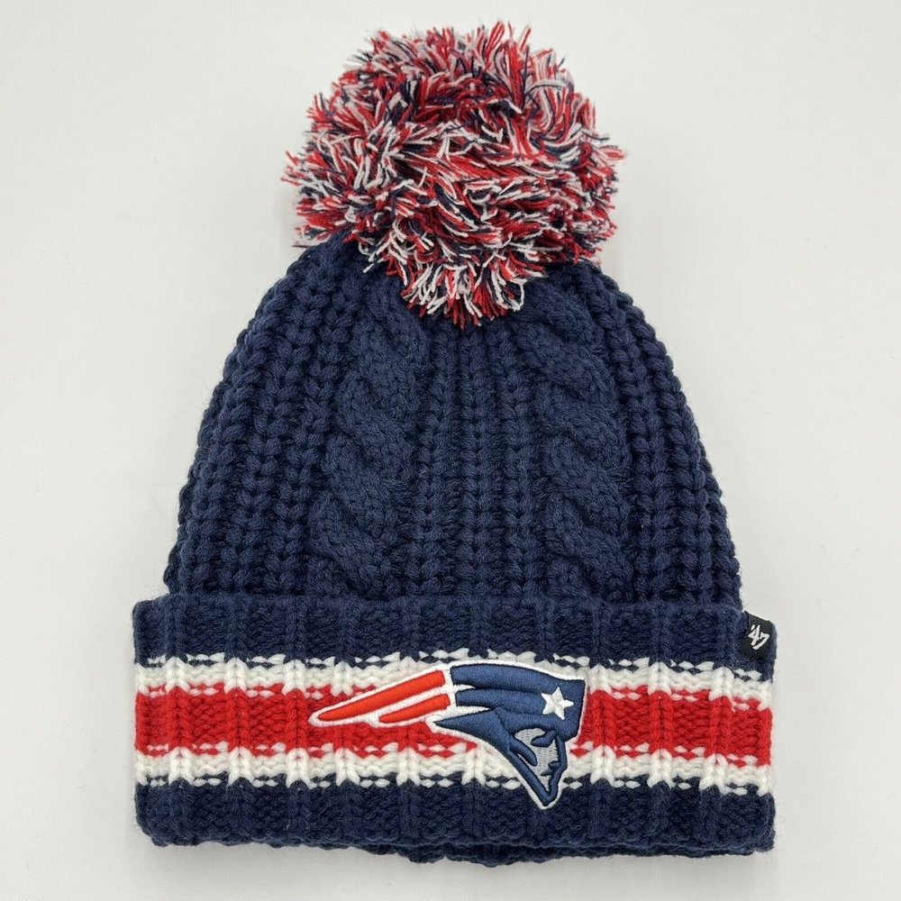 ‘47 Brand New England Patriots Women’s Sorority Cuff Knit Hat Pom Winter NFL